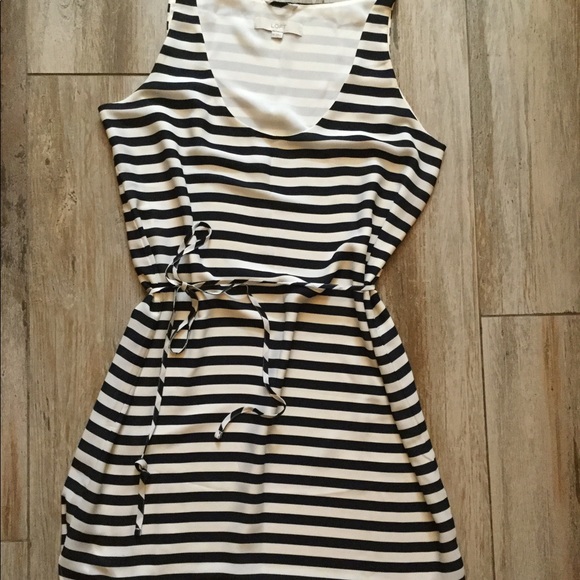 Loft striped tank dress. Black/white, Size Medium - Picture 2 of 6